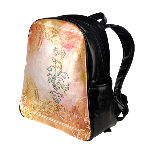 Wonderful hearts, vintage background Multi-Pockets Backpack (Model 1636)