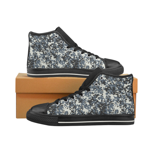 Urban City Black/Gray Digital Camouflage High Top Canvas Shoes for Kid (Model 017)