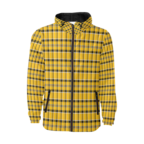 Yellow checks All Over Print Quilted Windbreaker for Men (Model H35)