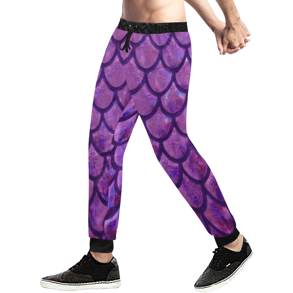 Mermaid SCALES Purple Men's All Over Print Sweatpants/Large Size (Model L11)