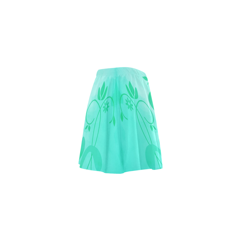 Green Flowery Life Mini Skating Skirt (Model D36)