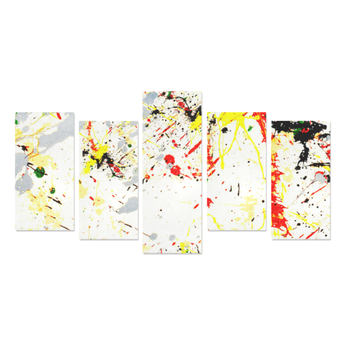 Black, Red, Yellow Paint Splatter Canvas Print Sets E (No Frame)