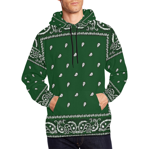 KERCHIEF PATTERN GREEN All Over Print Hoodie for Men (USA Size) (Model H13)