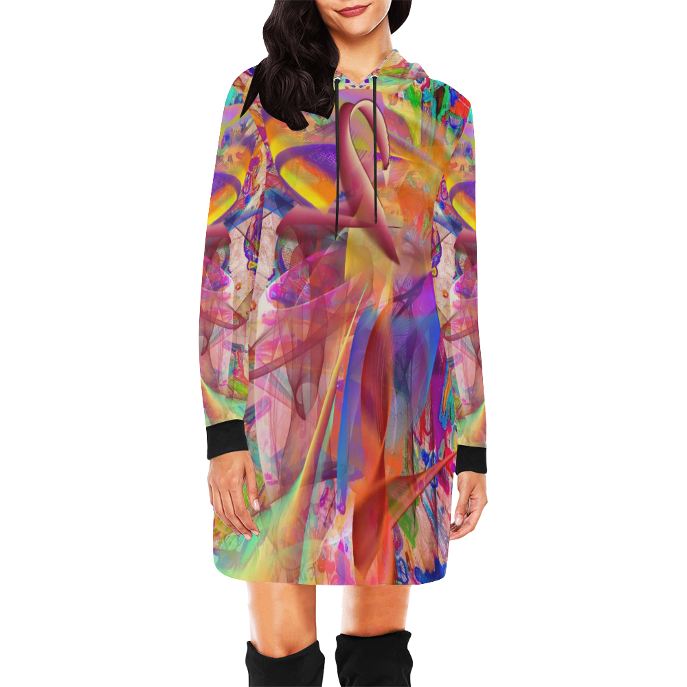 Batic by Nico Bielow All Over Print Hoodie Mini Dress (Model H27)
