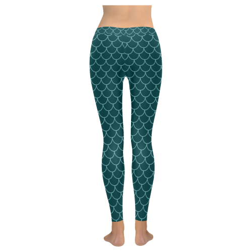 Blue Green Mermaid Women's Low Rise Leggings (Invisible Stitch) (Model L05)