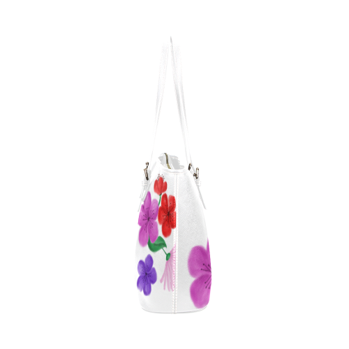 BUNCH OF FLOWERS Leather Tote Bag/Large (Model 1651)