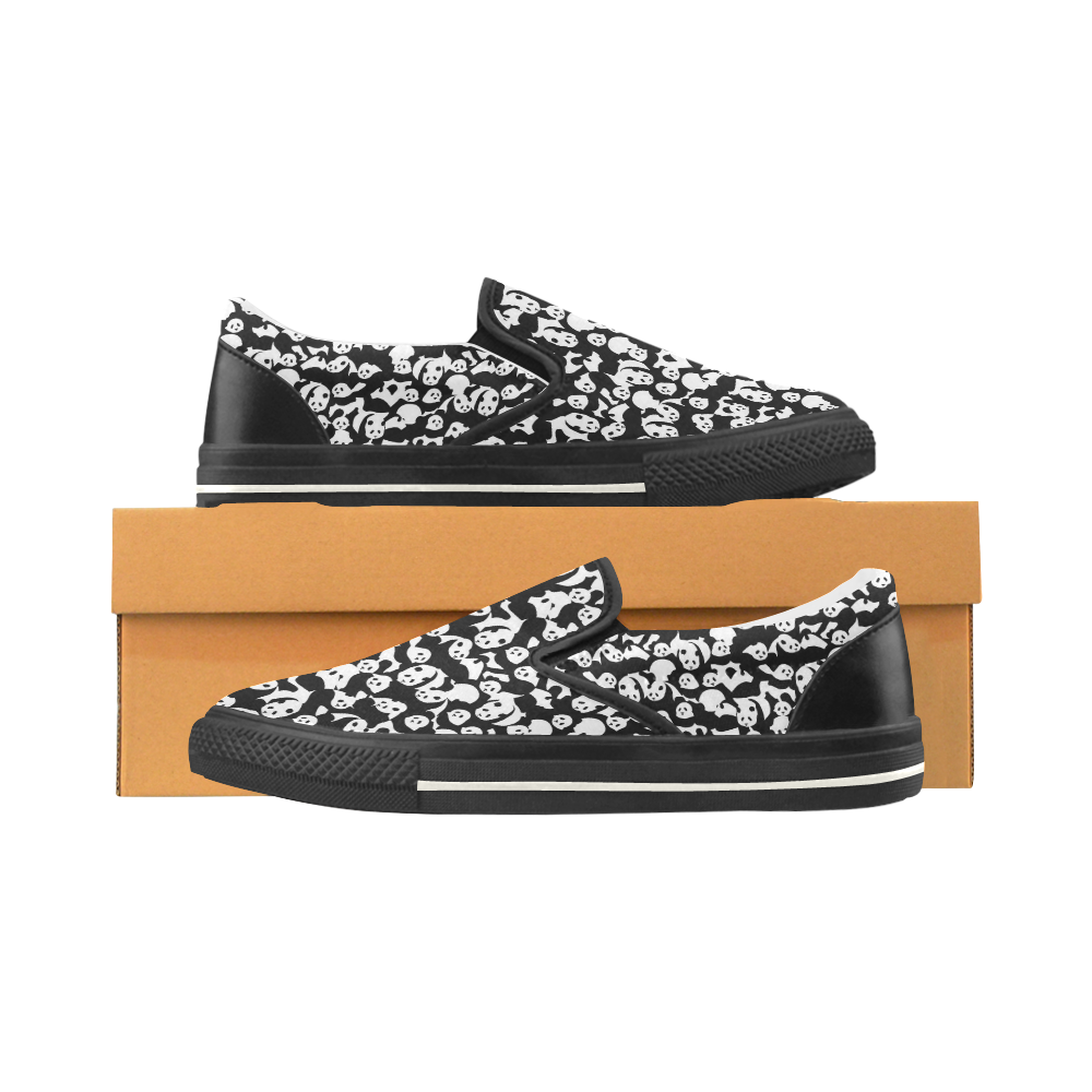 Panda Pattern Women's Unusual Slip-on Canvas Shoes (Model 019)