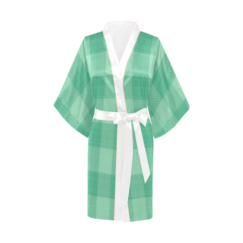 Mint Green Plaid Kimono Robe