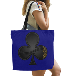Club Las Vegas Symbol Playing Card Shape / Blue All Over Print Canvas Tote Bag/Large (Model 1699)