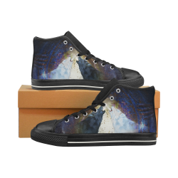 Awesome black and white wolf Men’s Classic High Top Canvas Shoes (Model 017)