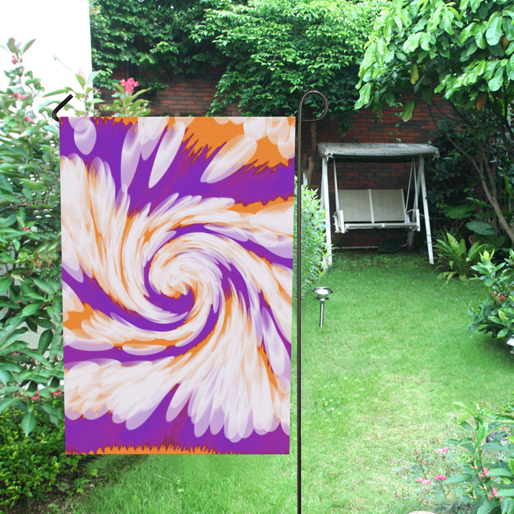Purple Orange Tie Dye Swirl Abstract Garden Flag 28''x40'' （Without Flagpole）