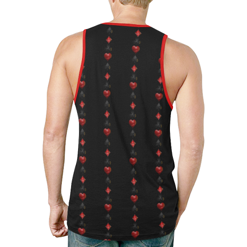 Las Vegas  Black and Red Casino Poker Card Shapes on Black New All Over Print Tank Top for Men (Model T46)