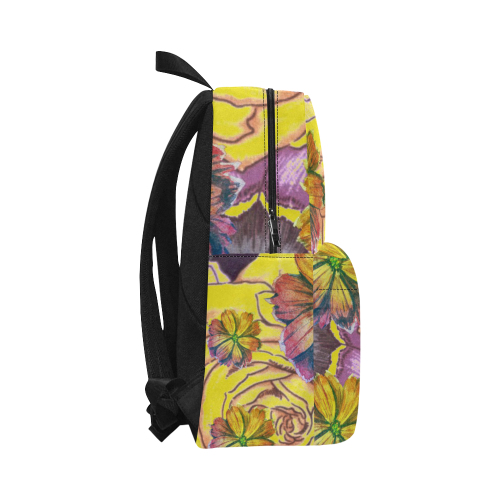 Watercolor Flowers Yellow Purple Green Unisex Classic Backpack (Model 1673)