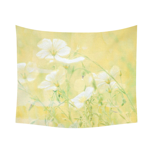 wildflowers yellow Cotton Linen Wall Tapestry 60"x 51"