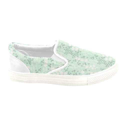 Mint Floral Pattern Women's Unusual Slip-on Canvas Shoes (Model 019)