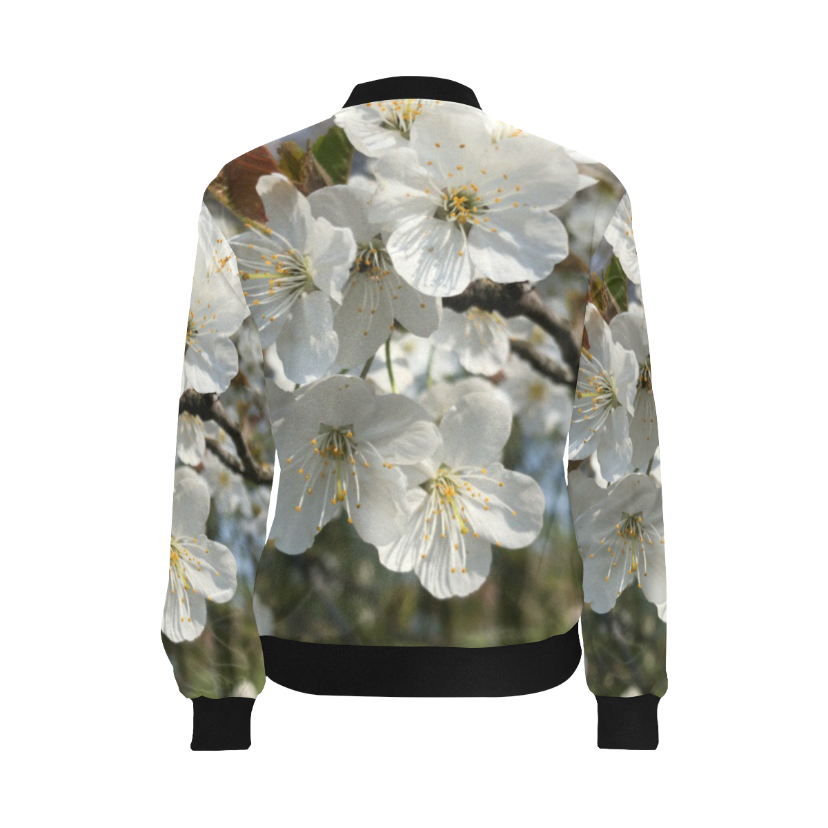 white flower All Over Print Bomber Jacket for Women (Model H36)
