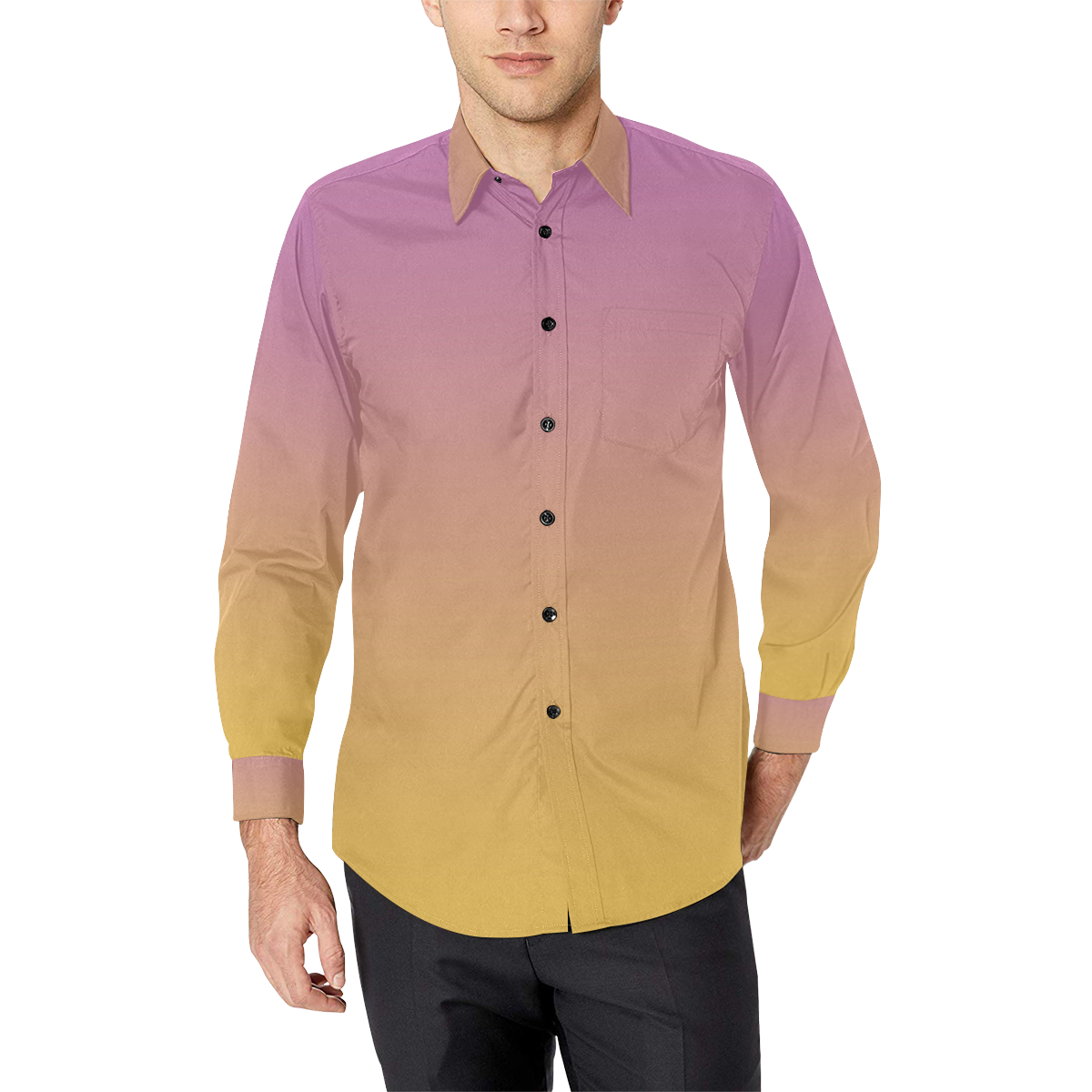 Wall Flower Gradual Purple Gold only by Aleta Men's All Over Print Casual Dress Shirt (Model T61)