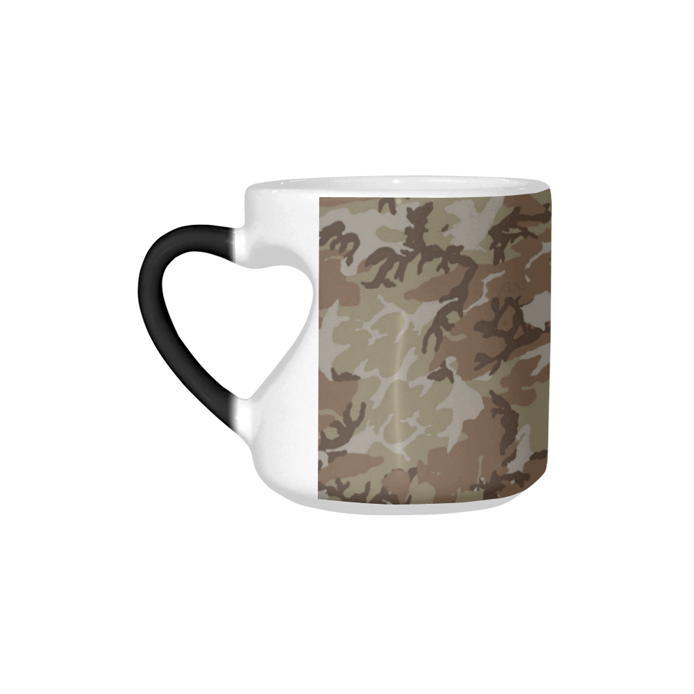 Woodland Desert Brown Camouflage Heart-shaped Morphing Mug