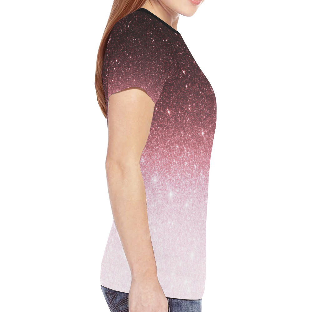 rose gold Glitter gradient New All Over Print T-shirt for Women (Model T45)