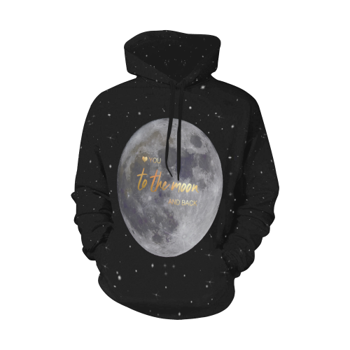 TO THE MOON AND BACK All Over Print Hoodie for Women (USA Size) (Model H13)