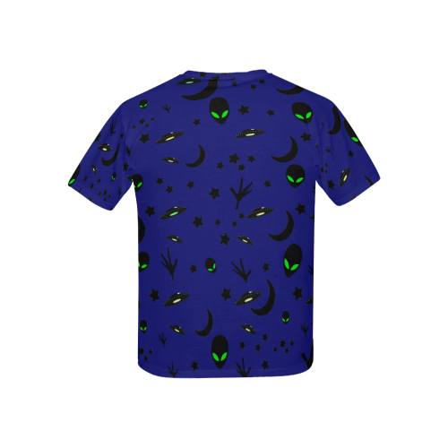 Alien Flying Saucers Stars Pattern on Blue Kids' All Over Print T-shirt (USA Size) (Model T40)
