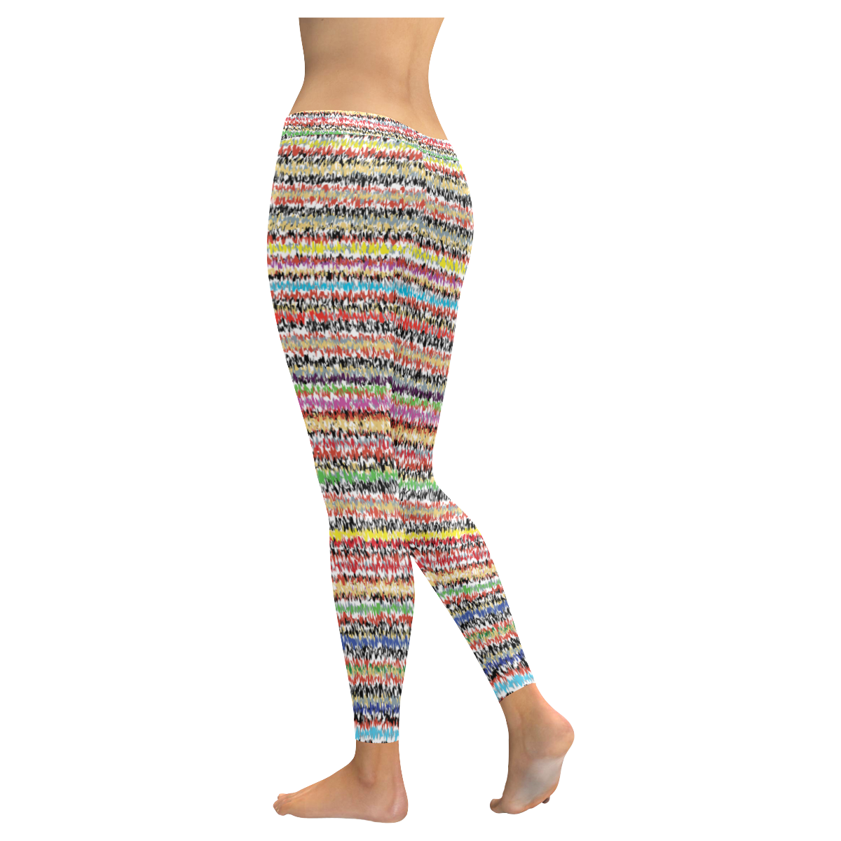 Patterns of colorful lines Women's Low Rise Leggings (Invisible Stitch) (Model L05)
