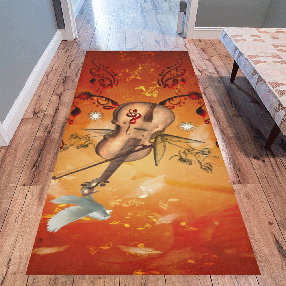 Music, violin with dove Area Rug 10'x3'3''