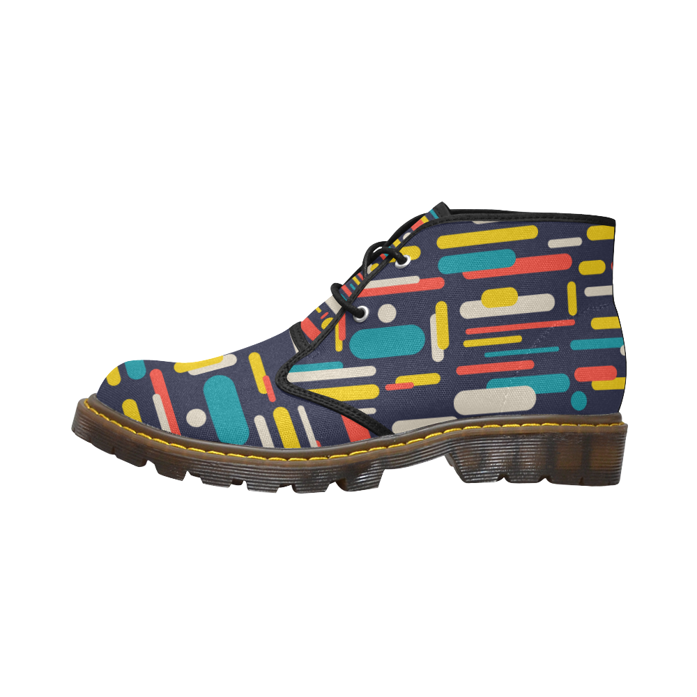 Colorful Rectangles Women's Canvas Chukka Boots/Large Size (Model 2402-1)