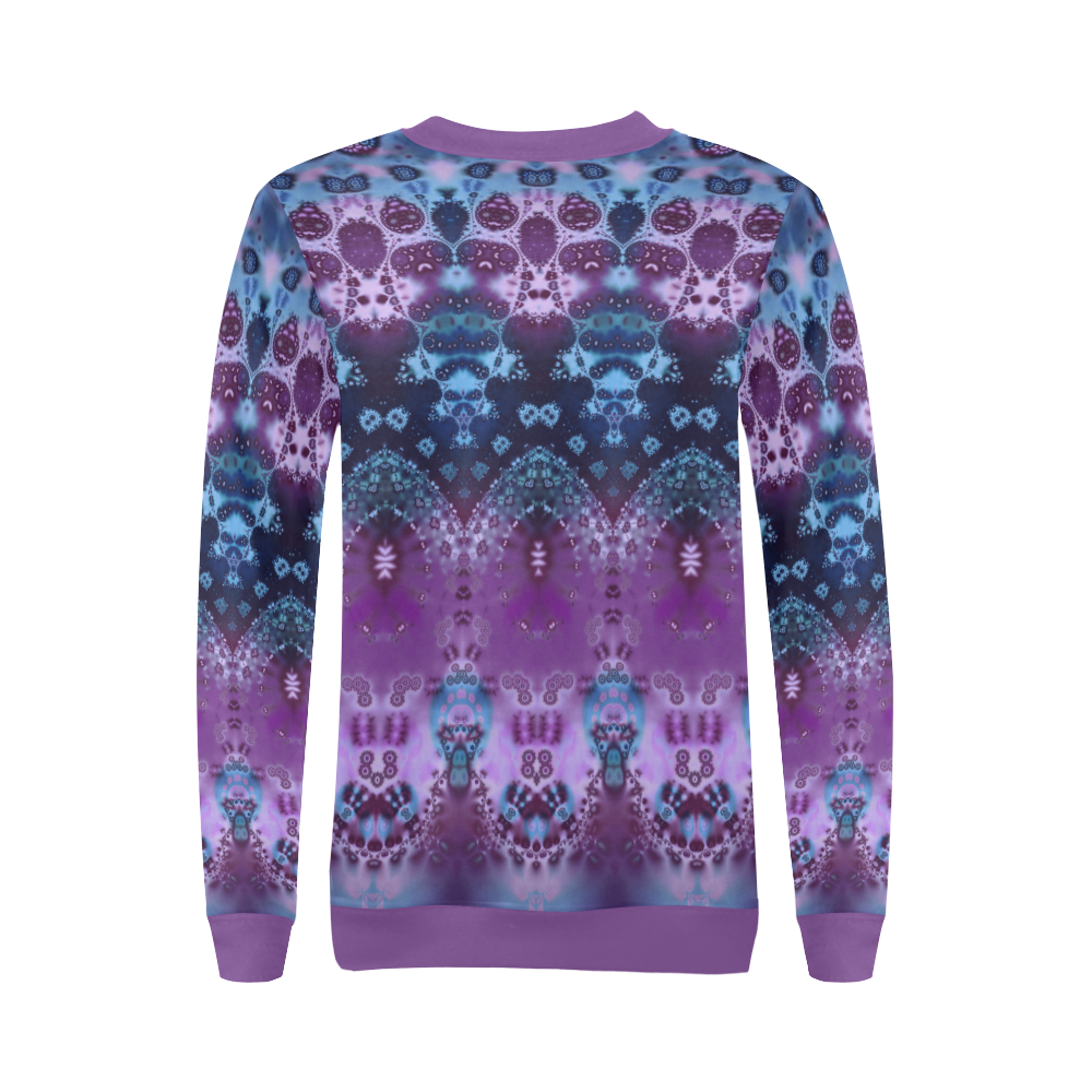 Hippy Blue and Lavender All Over Print Crewneck Sweatshirt for Women (Model H18)