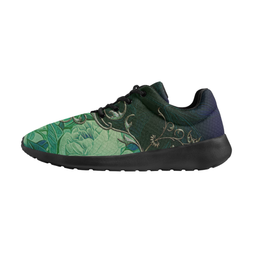 Green floral design Men's Athletic Shoes (Model 0200)