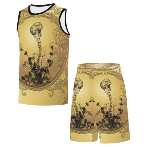Awesome golden skull All Over Print Basketball Uniform