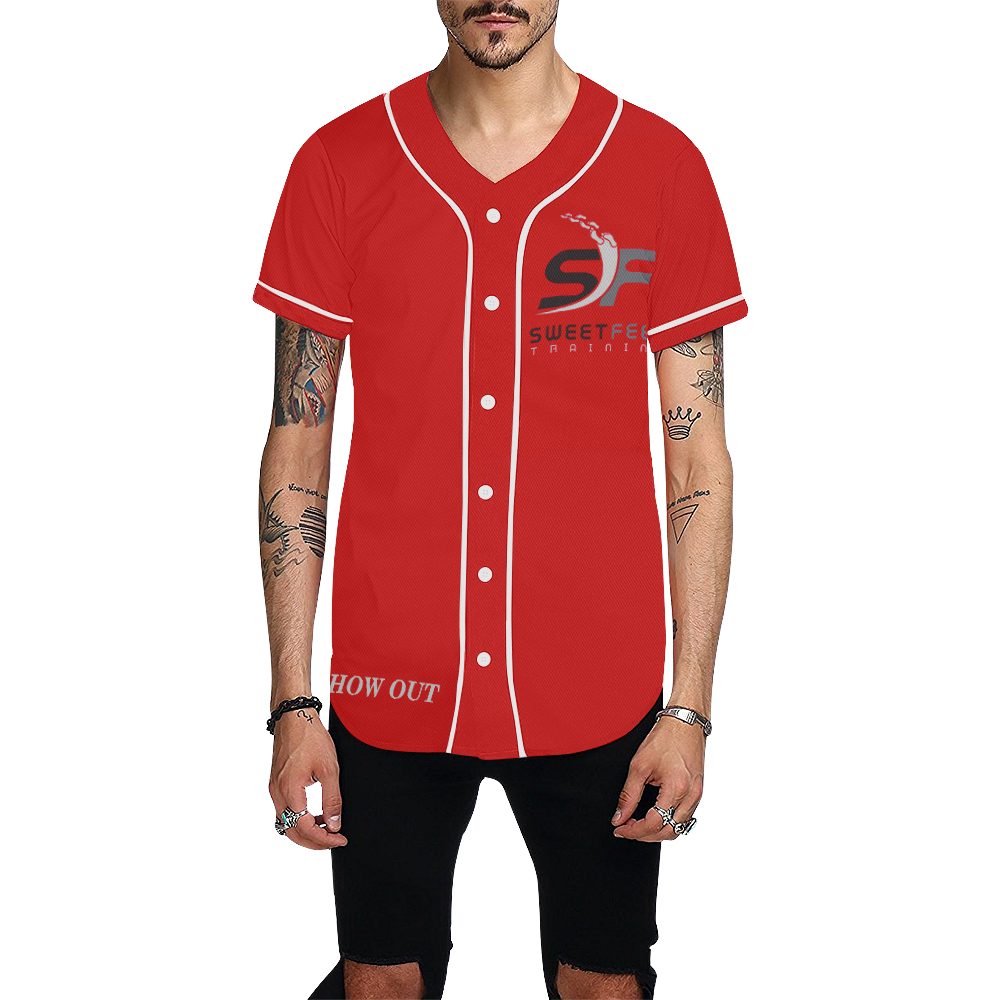 SFT red Baseball T Show out All Over Print Baseball Jersey for Men (Model T50)