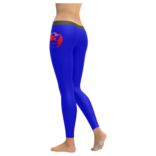 Japanese Sunset House Women's Medium Blue Yoga & Sports Women's Low Rise Leggings (Invisible Stitch) (Model L05)