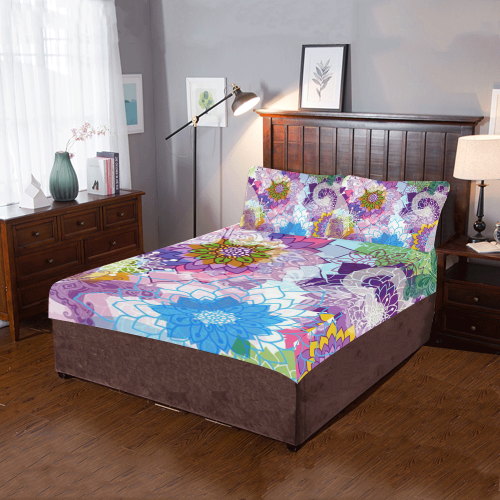 Colorful Butterflies and Flowers 3-Piece Bedding Set