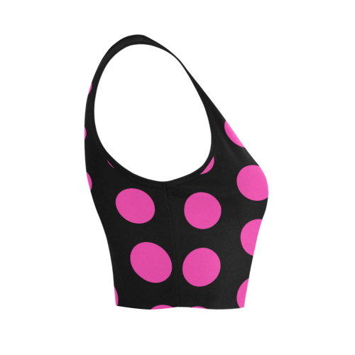 pink polka dots Women's Crop Top (Model T42)