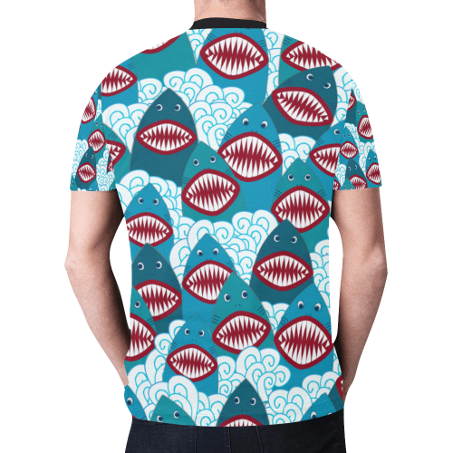 Angry Sharks New All Over Print T-shirt for Men (Model T45)