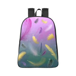 Dancing Feathers - Pink and Green Fabric School Backpack (Model 1682) (Large)