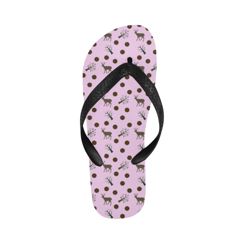 pink deer pattern Flip Flops for Men/Women (Model 040)