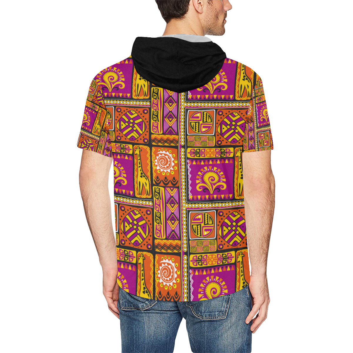 Traditional Africa Border Wallpaper Pattern 3 All Over Print Short Sleeve Hoodie for Men (Model H32)