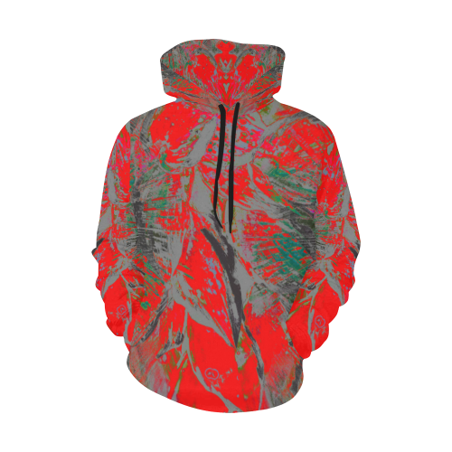 red leafs abstract All Over Print Hoodie for Men/Large Size (USA Size) (Model H13)