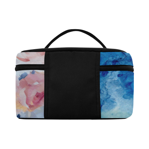 Heart and Flowers - Pink and Blue Cosmetic Bag/Large (Model 1658)