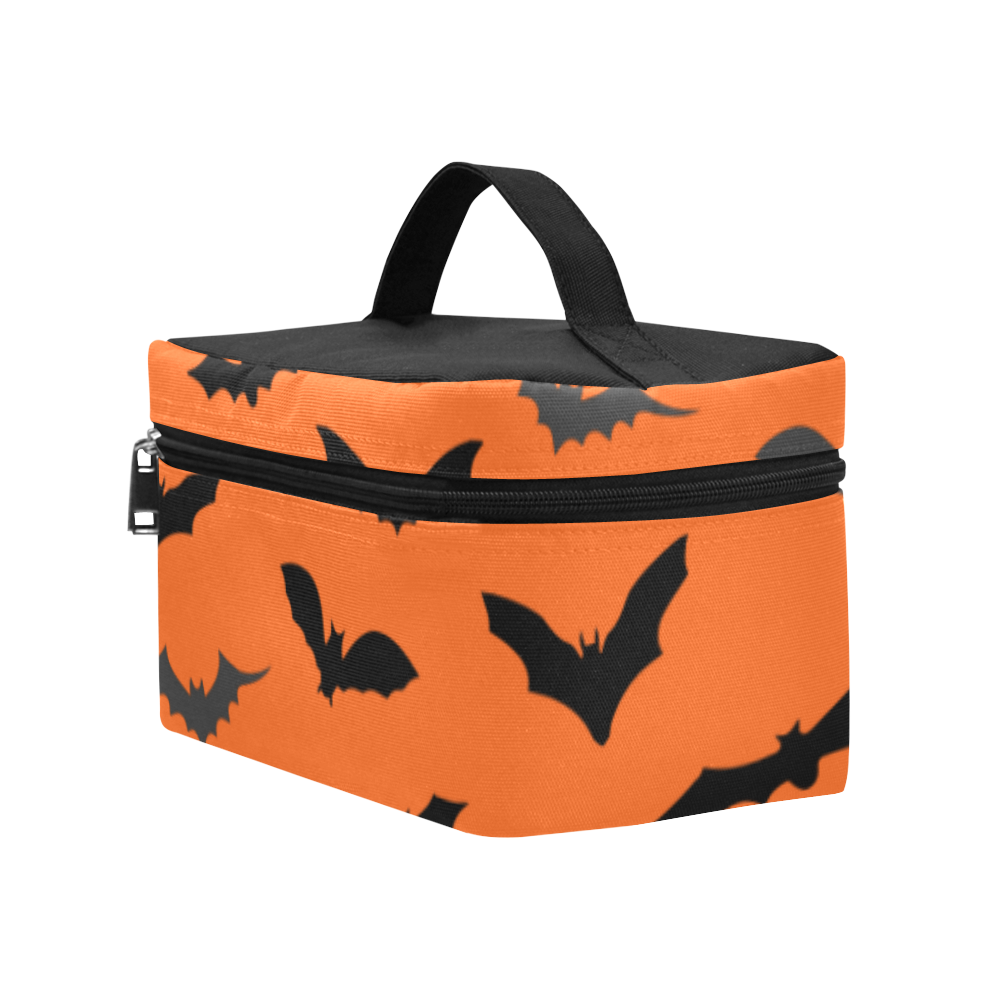 Bats HALLOWEEN Pattern ORANGE Cosmetic Bag/Large (Model 1658)