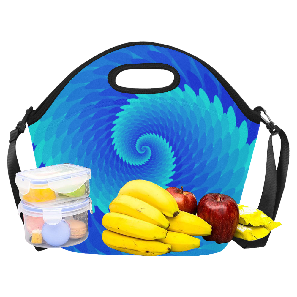 Spiral wave blue Neoprene Lunch Bag/Large (Model 1669)
