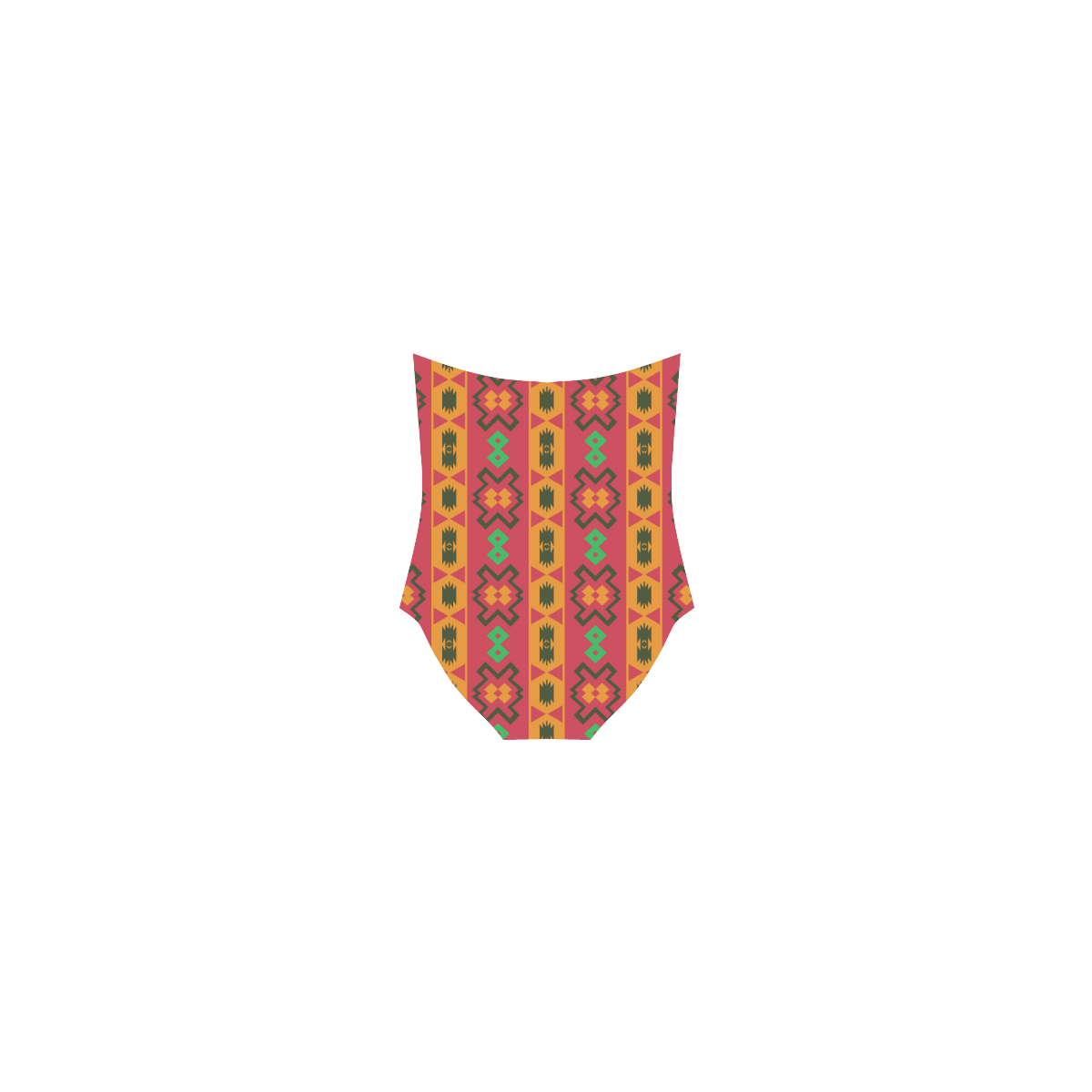 Tribal shapes in retro colors (2) Strap Swimsuit ( Model S05)