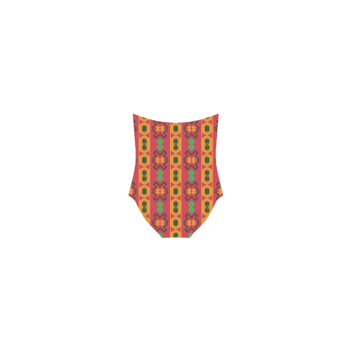Tribal shapes in retro colors (2) Strap Swimsuit ( Model S05)