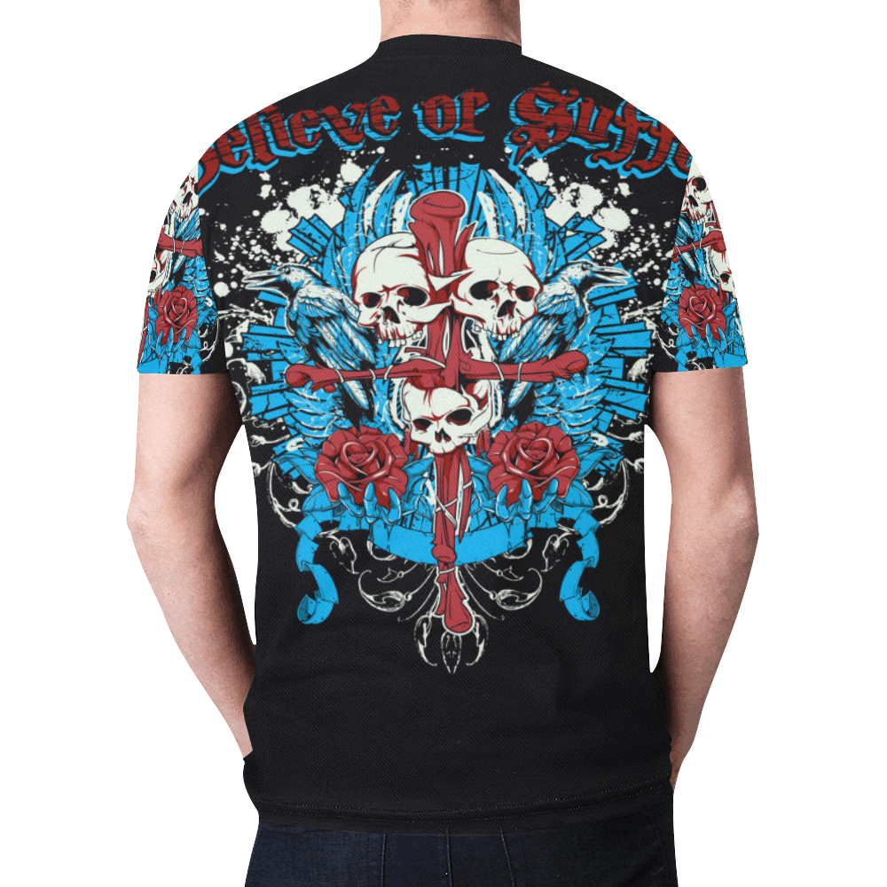 cross and skull New All Over Print T-shirt for Men (Model T45)