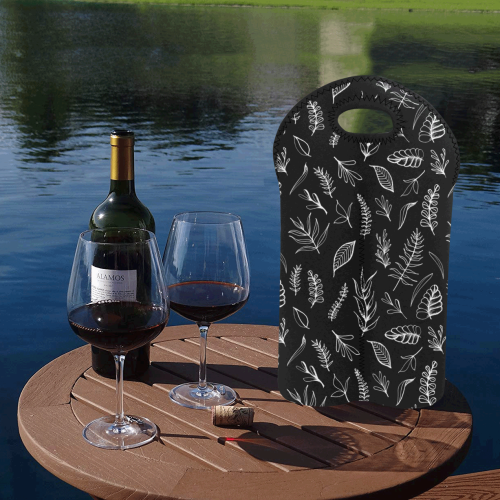 BLACK DANCING LEAVES 2-Bottle Neoprene Wine Bag