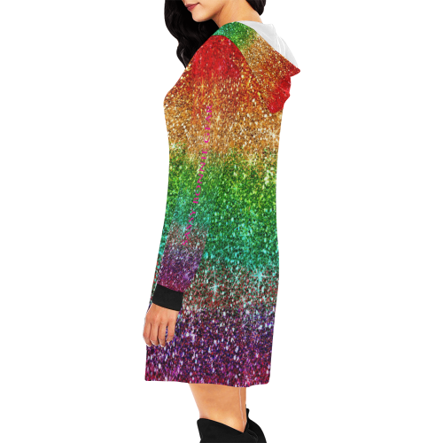 Sassy Bonnie Gear Rainbow Sparkle Sweatshirt Dress 53086 All Over Print Hoodie Mini Dress (Model H27)