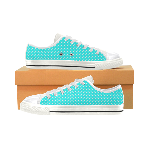 Baby blue polka dots Women's Classic Canvas Shoes (Model 018)
