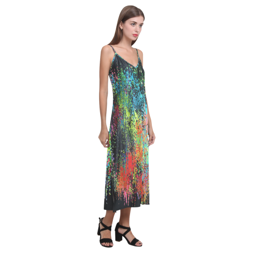 Colors of Dream by Nico Bielow V-Neck Open Fork Long Dress(Model D18)